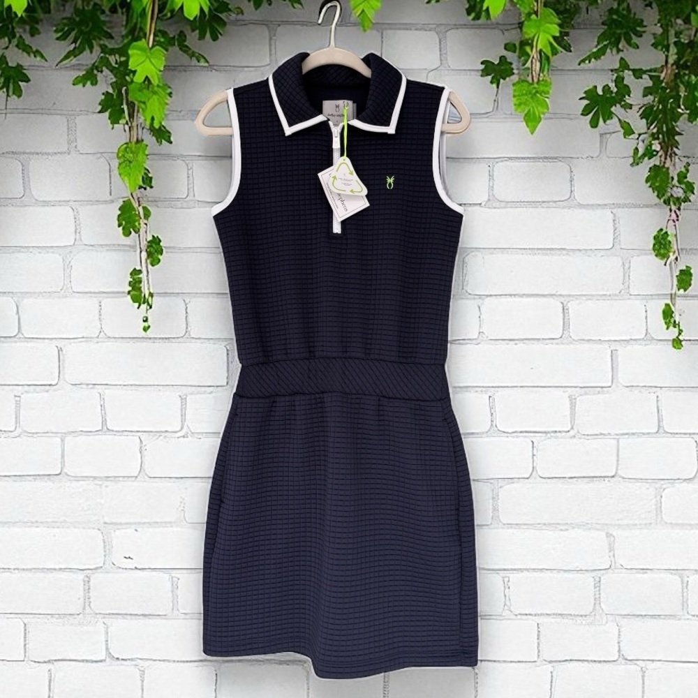 921 Dudley Stephens Ava Dress Navy White Waffle Small NWT